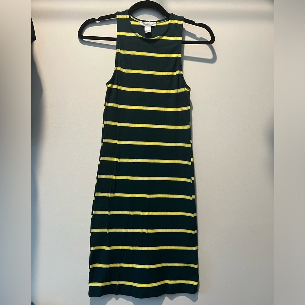 Green and yellow midi dress